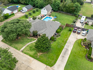 aerial drone photography of a texas home